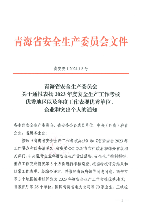 喜報(bào)！2023年度安全生產(chǎn)工作優(yōu)秀企業(yè)和突出個(gè)人名單揭曉！
